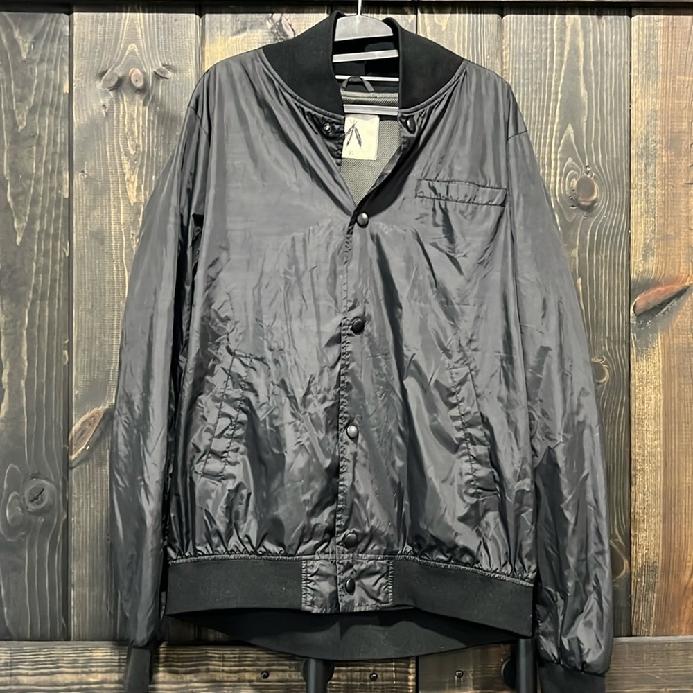Anthropologie Three Feathers Jacket Size‎ XL Black Boho Shiny Neutral Outdoor
